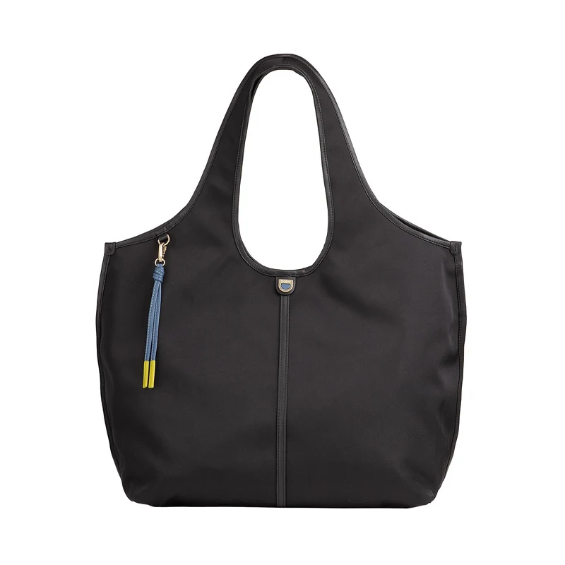 DUDU Borsa Donna a Mano a Tracolla Grande in Nylon e Pelle – Shopper Leggera con Tracolla Regolabile e Chiusura Magnetica