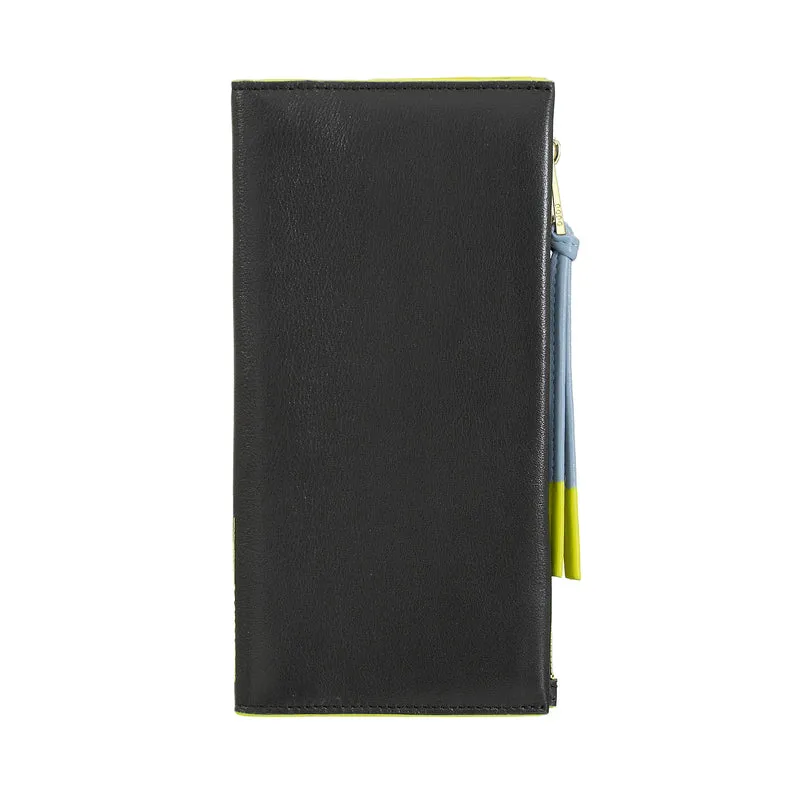 DUDU Portafoglio Donna Grande Slim in Pelle con Zip - Portafogli Lungo Verticale Elegante a Libro con Porta Carte, Tasca Monete con Cerniera e Scomparti per Banconote