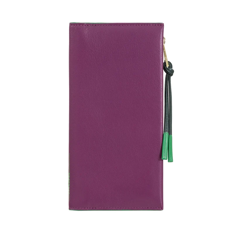 DUDU Portafoglio Donna Grande Slim in Pelle con Zip - Portafogli Lungo Verticale Elegante a Libro con Porta Carte, Tasca Monete con Cerniera e Scomparti per Banconote