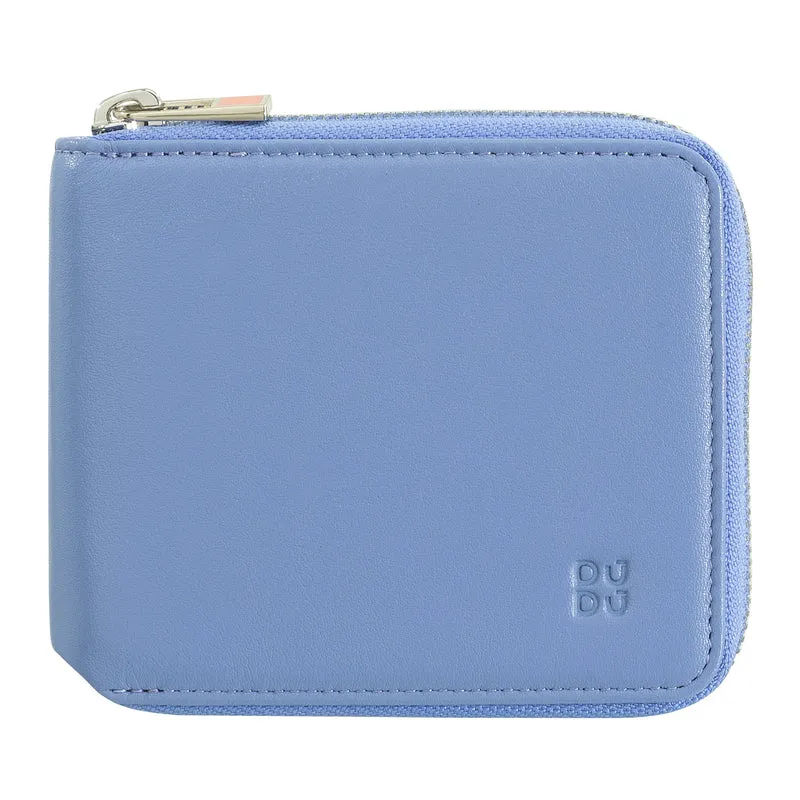 DUDU Portafoglio Uomo RFID in Pelle Portamonete con Cerniera Zip Esterna Piccolo con 6 Slot Carte