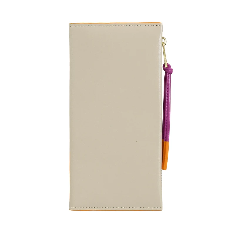 DUDU Portafoglio Donna Grande Slim in Pelle con Zip - Portafogli Lungo Verticale Elegante a Libro con Porta Carte, Tasca Monete con Cerniera e Scomparti per Banconote