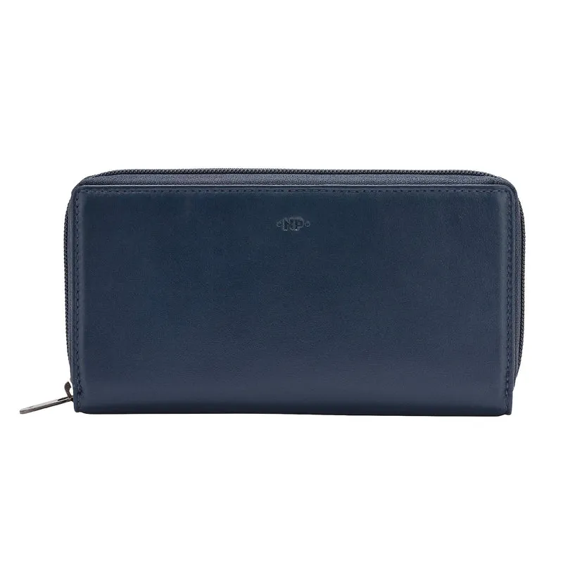 Nuvola Pelle Portafoglio Donna Grande con Cerniera in Pelle Zip Around 14 Tasche Porta Carte di credito e Portamonete