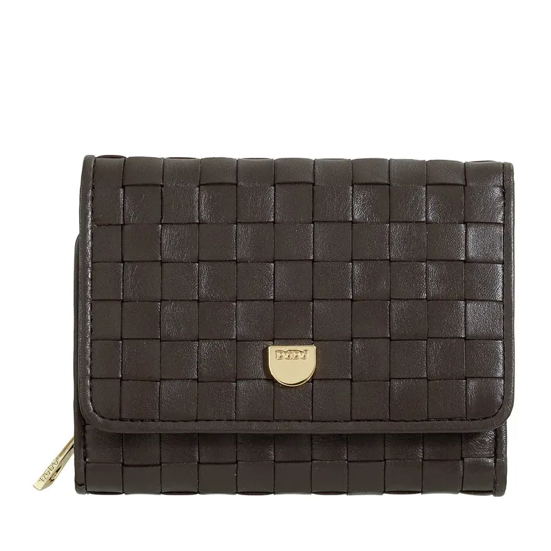 DUDU Portafoglio Donna in Pelle Intrecciata - Portafogli Compatto con Portamonete a Cerniera Zip, Porta Banconote Porta Carte Elegante