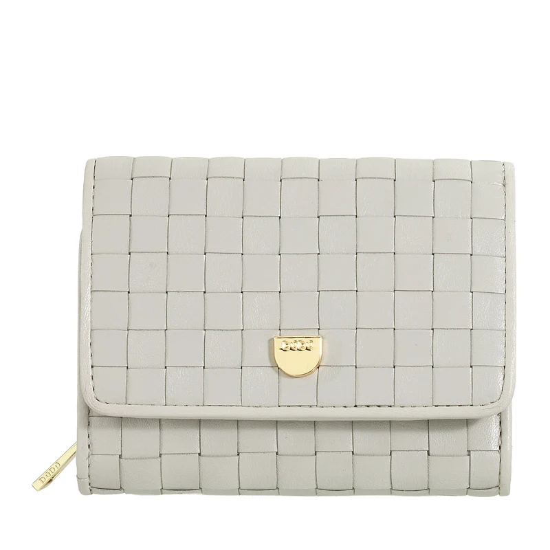 DUDU Portafoglio Donna in Pelle Intrecciata - Portafogli Compatto con Portamonete a Cerniera Zip, Porta Banconote Porta Carte Elegante