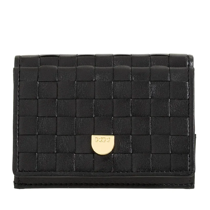 DUDU Portafoglio Piccolo Donna Intrecciato in Pelle con Portamonete - Portafogli in Pelle Intrecciata Porta Carte Compatto Elegante