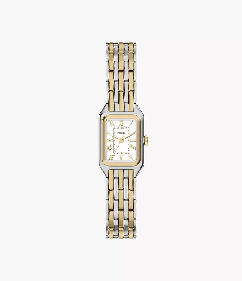 Fossil orologio Raquel mini 18mm argento quarzo acciaio finiture PVD oro giallo ES5468