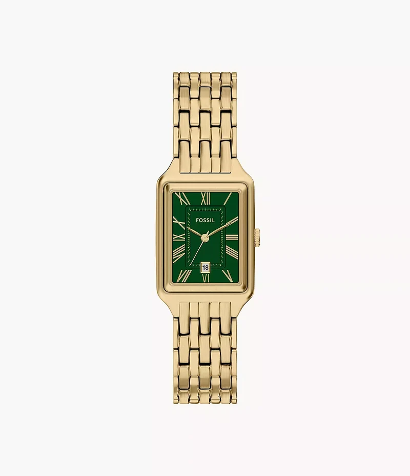 Fossil orologio Raquel 23mm verde quarzo acciaio finitura PVD oro giallo ES5452