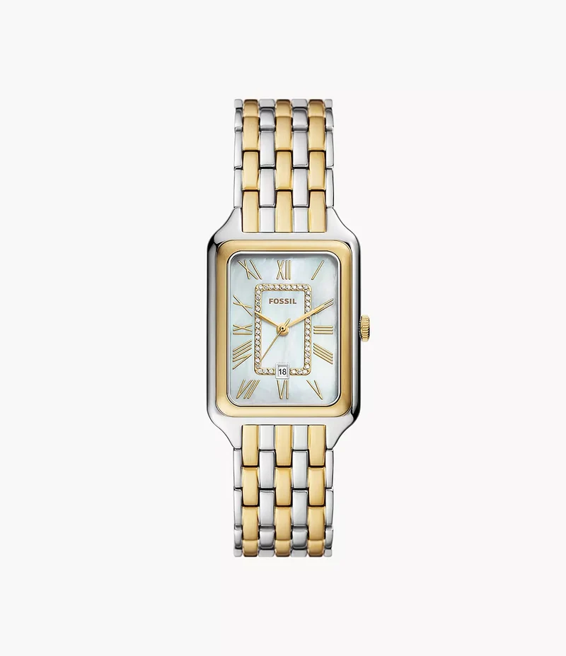 Fossil orologio Raquel 26mm madreperla quarzo acciaio finiture PVD oro giallo ES5305