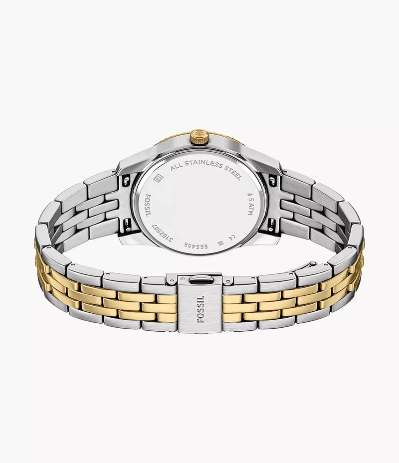 Fossil orologio Scarlette 34mm nero quarzo acciaio finiture PVD oro giallo ES5458