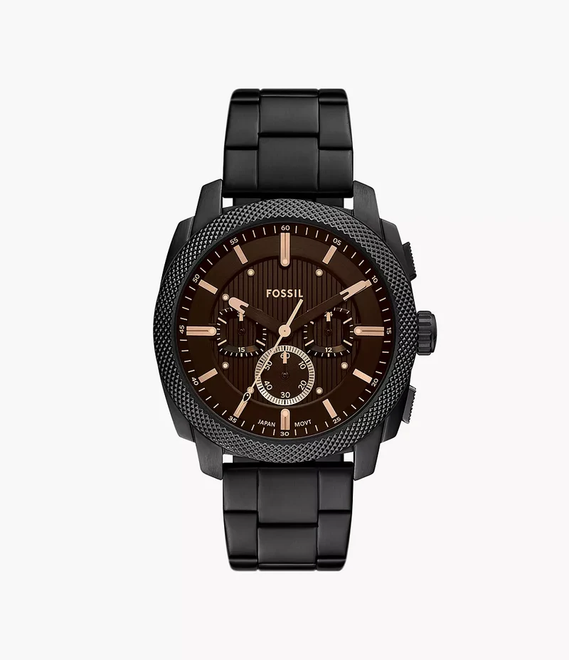 Fossil orologio Machine Chrono 44mm nero quarzo acciaio finitura PVS nero FS6097