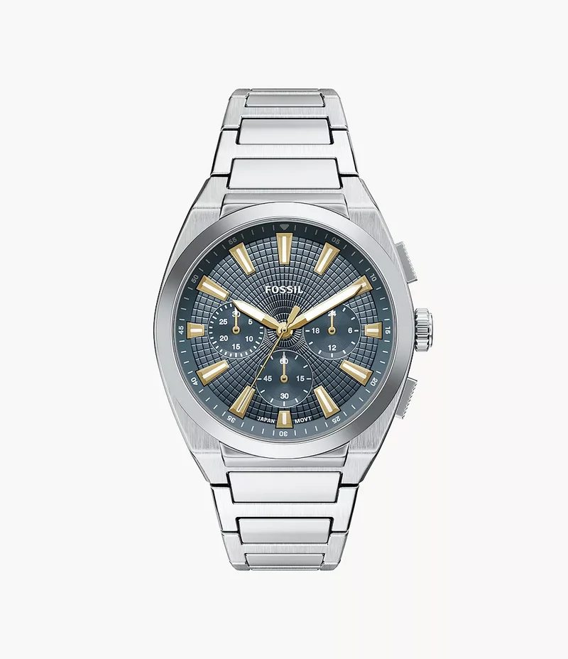 Fossil orologio Everett Chrono 44mm blu quarzo acciaio FS6154