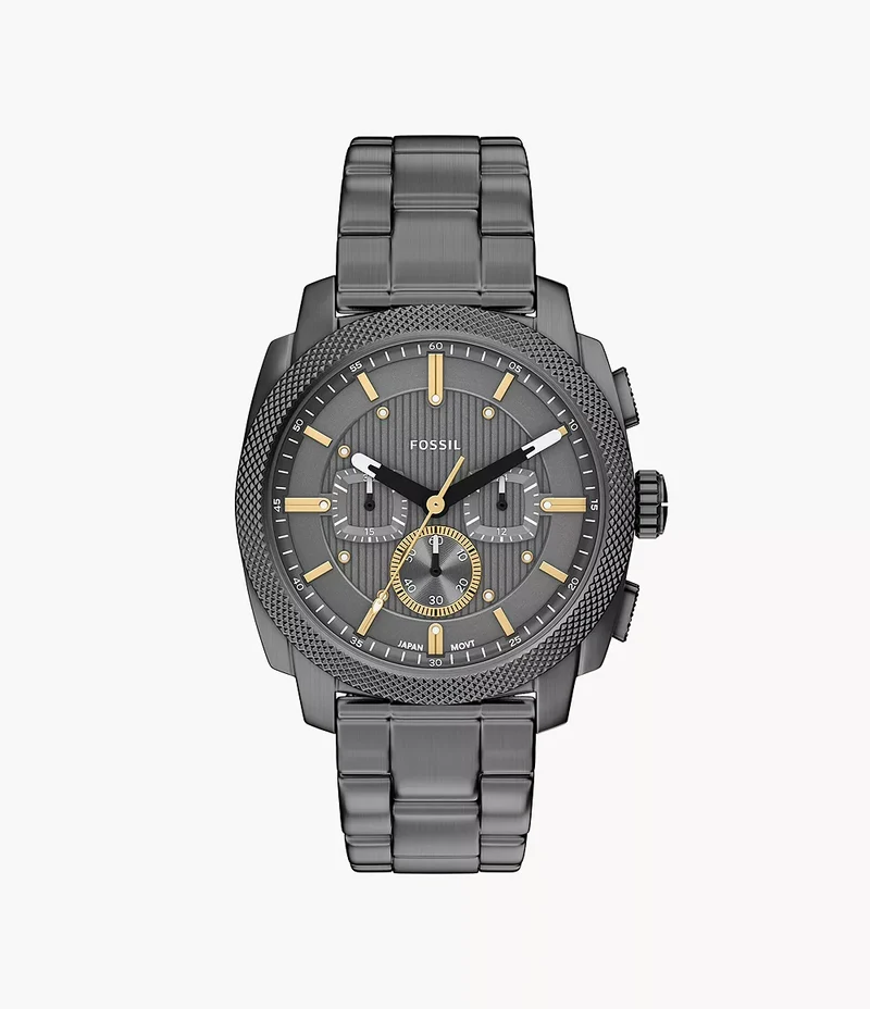 Fossil orologio Machine Chrono 44mm grigio quarzo acciaio finitura PVD canna di fucile FS6160