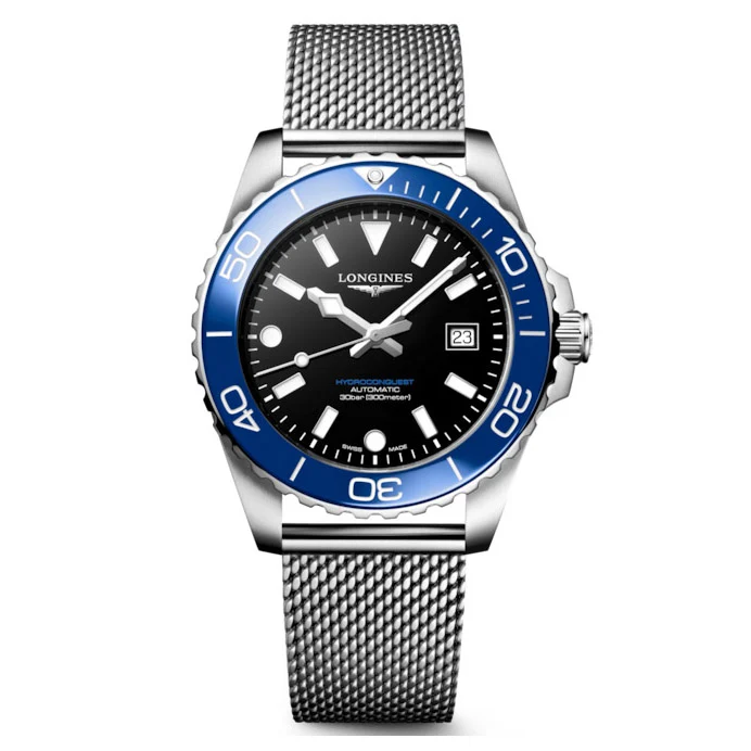 Longines orologio Hydroconquest 39mm nero automatico acciaio L3.779.4.90.6
