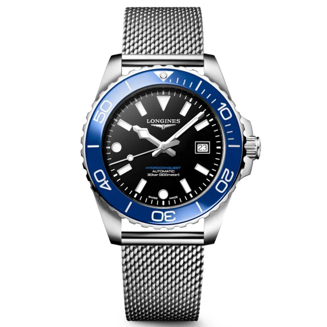 Longines orologio Hydroconquest 42mm nero automatico acciaio L3.788.4.90.6
