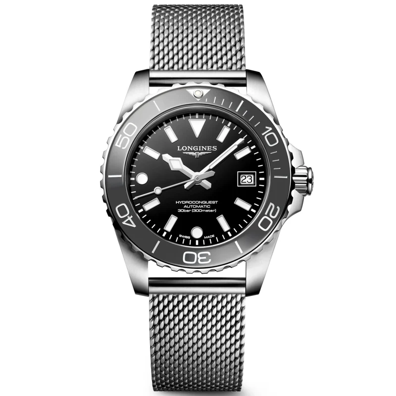 Longines orologio Hydroconquest 42mm nero automatico acciaio L3.788.4.70.6