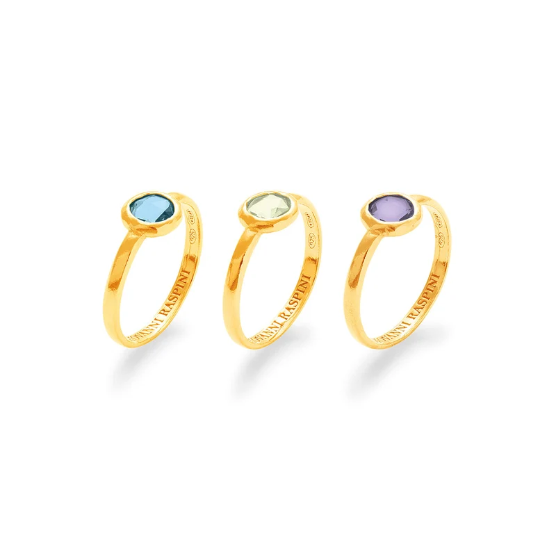 Giovanni Raspini set anelli loop Anelli in Argento placcato oro 18 kt e cristalli colorati X01604