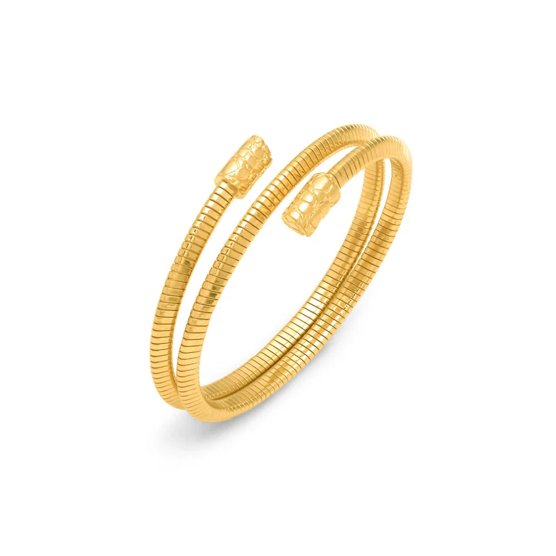 Giovanni Raspini bracciale tubogas croco doppio piccolo Bracciale in Argento 925 placcato oro 18 kt 12546