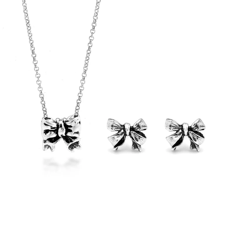 Giovanni Raspini set fiocco Collana e orecchini in Argento 925 X01605