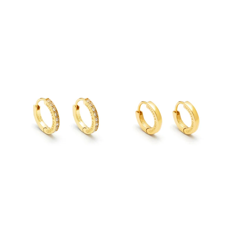 Giovanni Raspini set huggie argento dorato e zirconi Orecchini cerchio in Argento placcato oro 18 kt e zirconi X01606