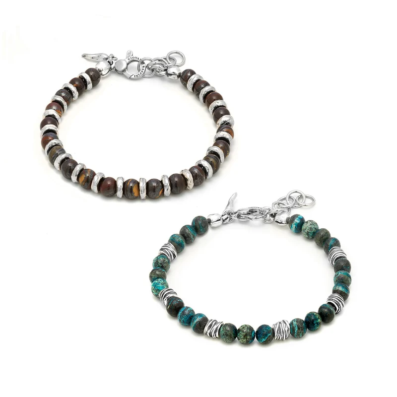 Giovanni Raspini set tango Bracciali in Argento 925, diaspro verde e occhio di toro X01597