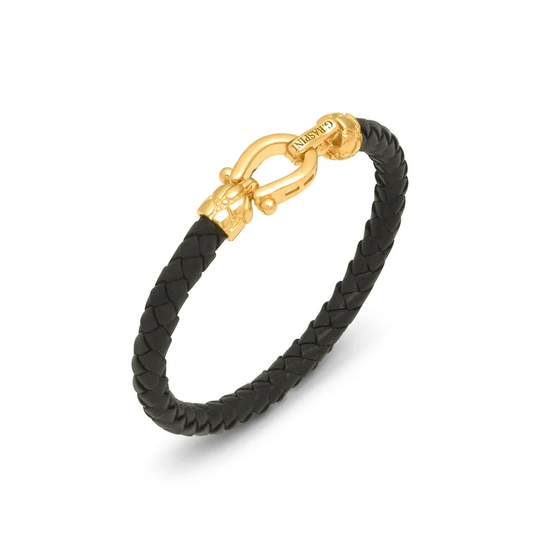 Giovanni Raspini bracciale cuoio croco Bracciale in Argento 925 placcato oro 18 kt e cuoio 12569