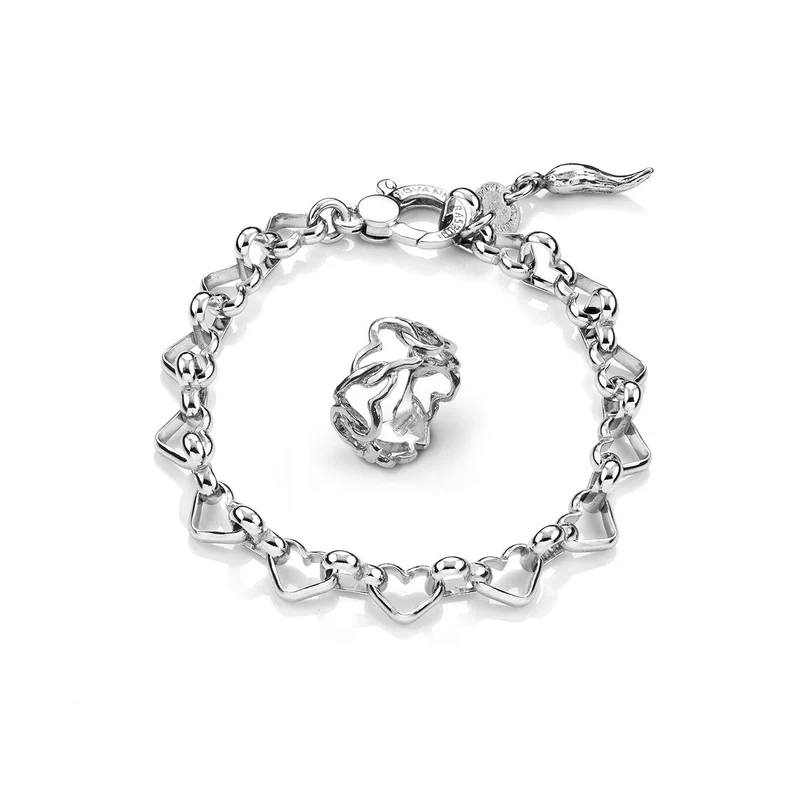 Giovanni Raspini set cuori Bracciale e anello in Argento 925 X01608
