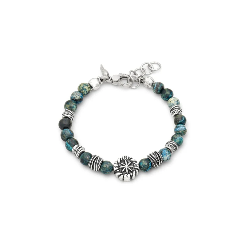Giovanni Raspini bracciale rosa dei venti diaspro verde Bracciale in Argento 925 e diaspro verde 12570
