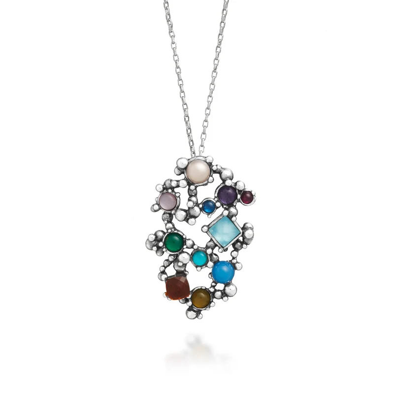 Giovanni Raspini pendente cocktail Collana in Argento 925, pietre naturali, gemme e perle 12526