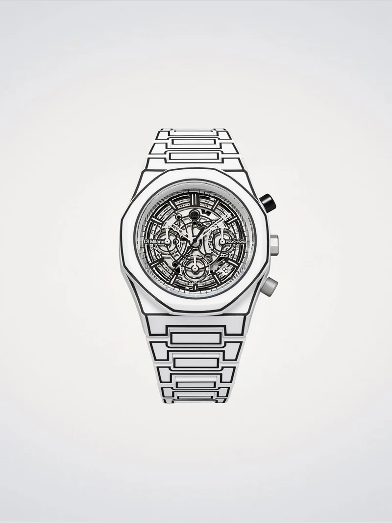 D1 Milano White Sketch Polychrono 40.5 mm D1-PHBJ13