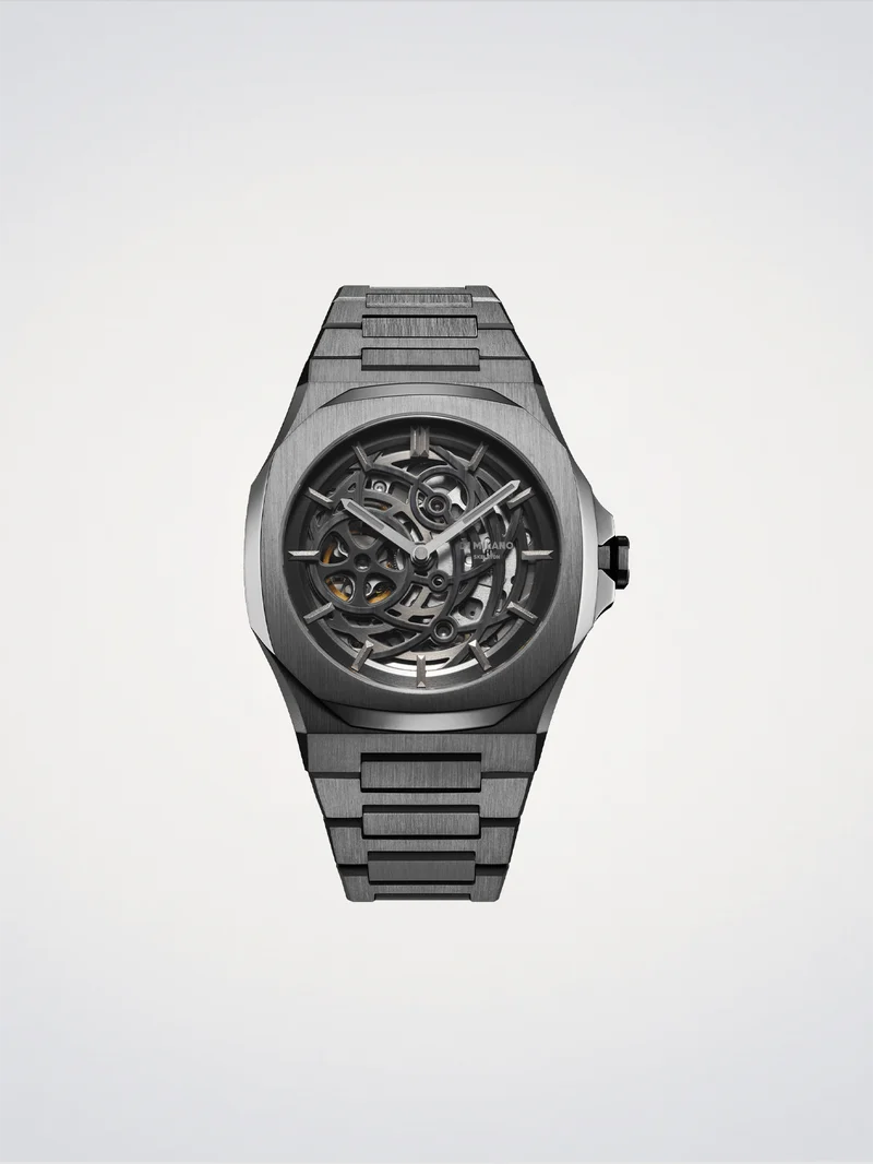 D1 Milano Gun Metal Skeleton 41,5 mm D1-SKBJ11