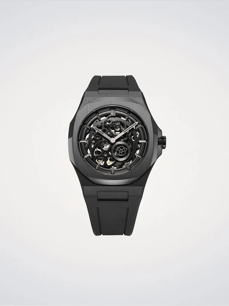 D1 Milano Jet Black Skeleton Rubber 41.5 mm D1-SKRJ17