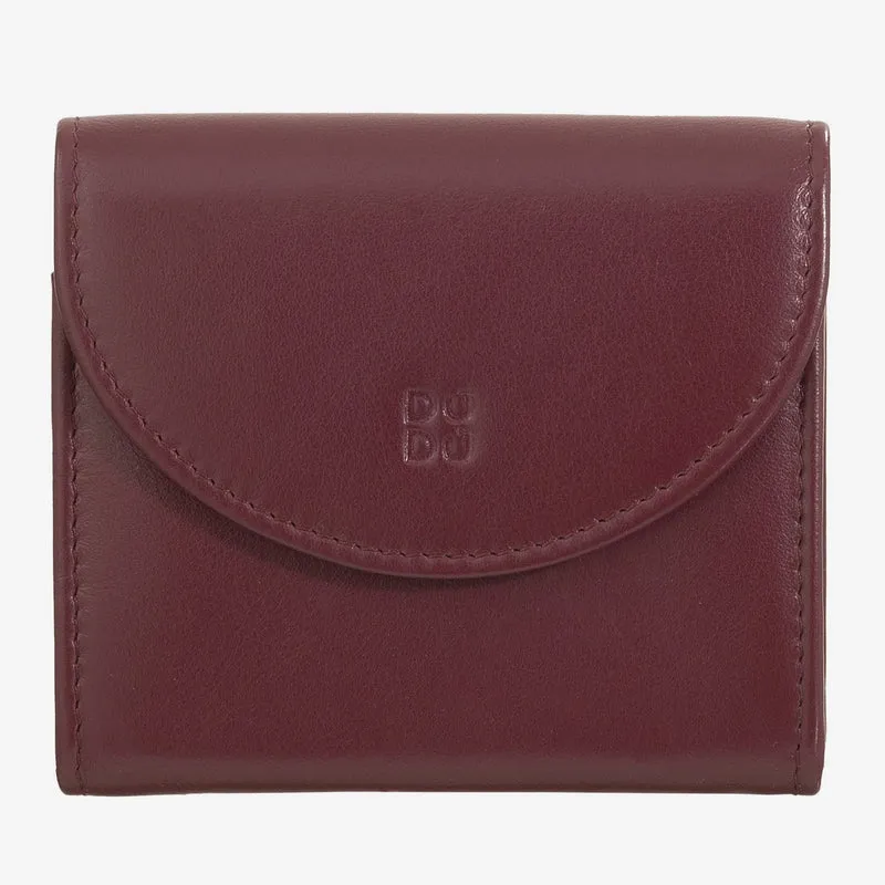 DUDU Mini Portafoglio Donna Slim in Vera Pelle con Portamonete Zip, Chiusura a Bottone, Portafogli Colorato Compatto