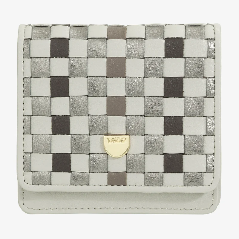 DUDU Portafoglio Piccolo Donna Pelle Intrecciata – Elegante e Compatto con Scomparti per Carte, Tessere, Banconote e Monete – Design Raffinato