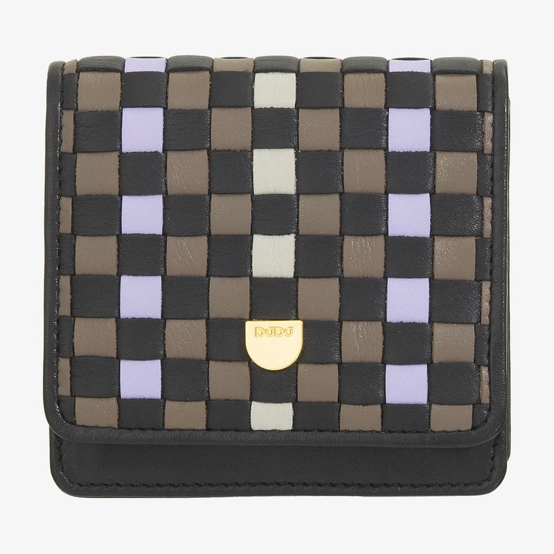 DUDU Portafoglio Piccolo Donna Pelle Intrecciata – Elegante e Compatto con Scomparti per Carte, Tessere, Banconote e Monete – Design Raffinato