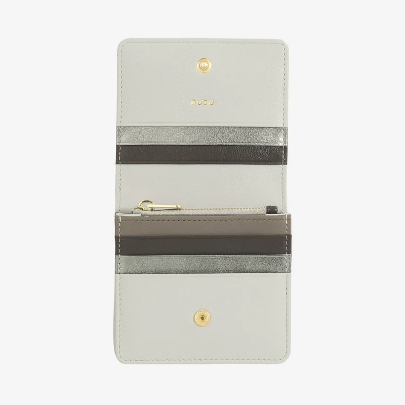 DUDU Portafoglio Donna Piccolo in Pelle Schermato RFID Colorato Ultra Compatto con Zip Interna e 8 Porta Carte Tessere