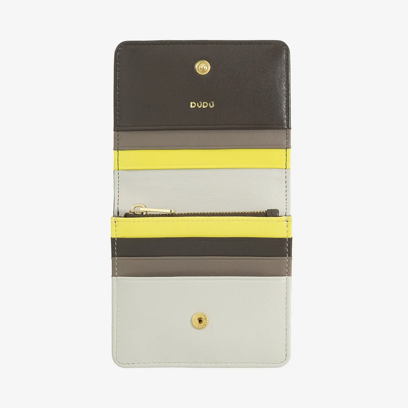 DUDU Portafoglio Donna Piccolo in Pelle Schermato RFID Colorato Ultra Compatto con Zip Interna e 8 Porta Carte Tessere