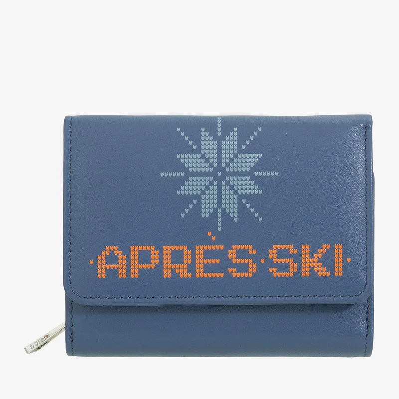 DUDU Portafoglio Donna Pelle Piccolo con Portamonete a Cerniera – Design Compatto e Scritta Après Ski – Portafoglio Porta Carte e Banconote, Fashion alla Moda