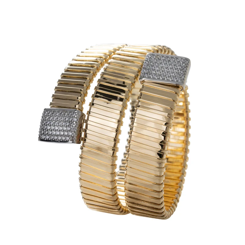 Federica Rossi bracciale triplo giro in maglia tubogas bronzo finitura PVD oro 18kt FR.BR.28