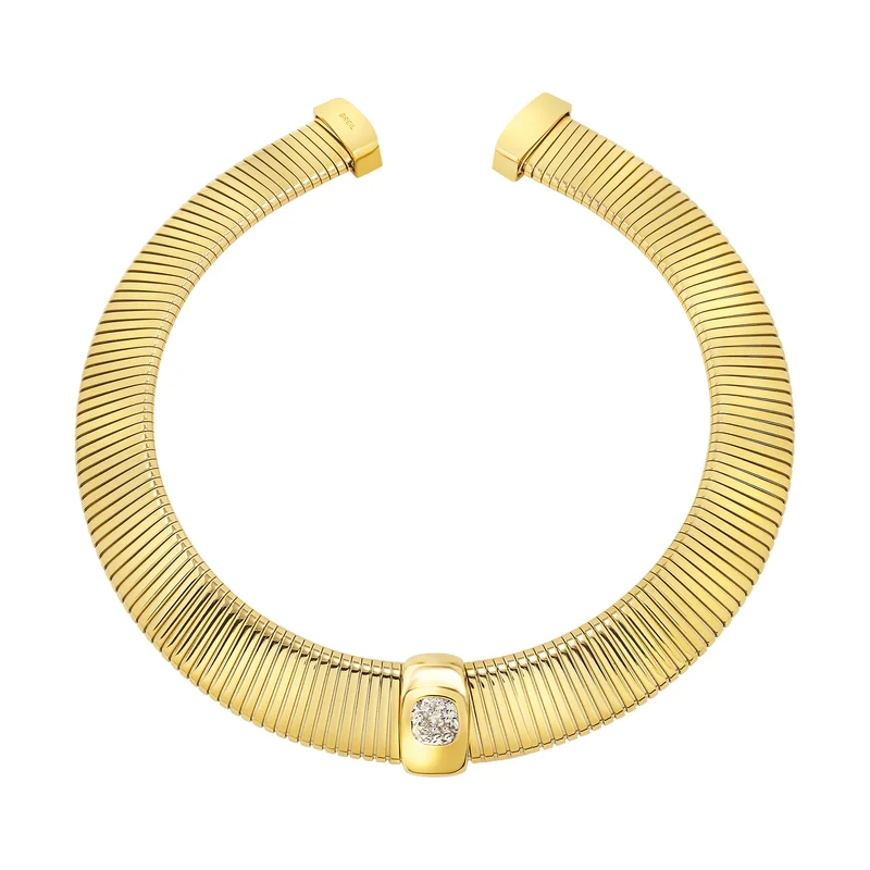 Breil collana girocollo Stylize acciaio finitura IP gold cubic zirconia TJ4049