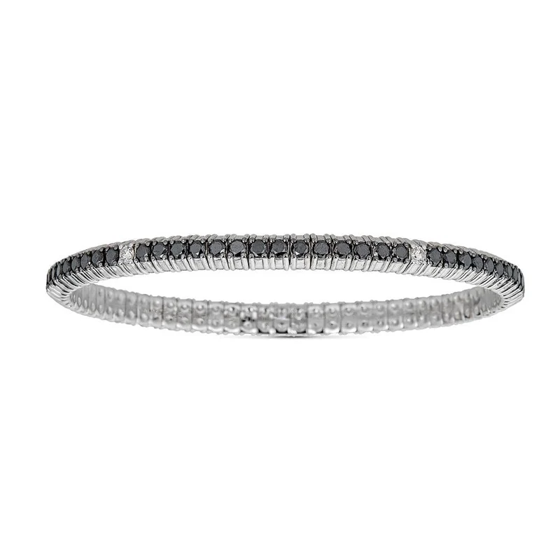 Zydo bracciale elastico con diamanti bianchi e neri oro bianco 59325
