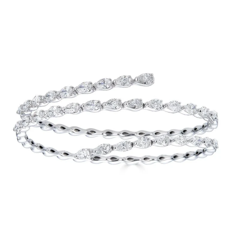 Zydo bracciale avvolgente con diamanti a forma di pera oro bianco 58438