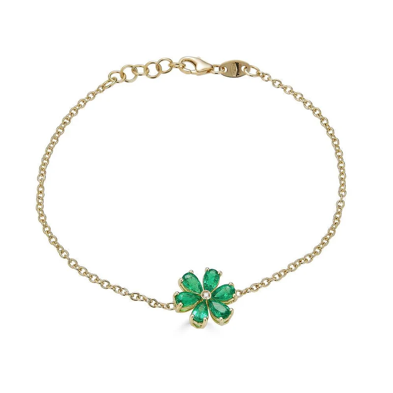 Zydo bracciale con fiori di diamanti e pietre preziose colorate oro giallo smeraldo 63849