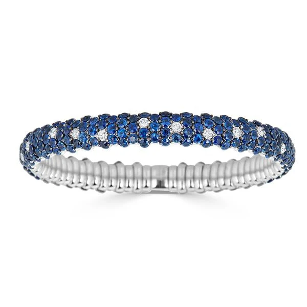 Zydo bracciale elastico bombato in zaffiro blu oro bianco Zaffiro blu 61567