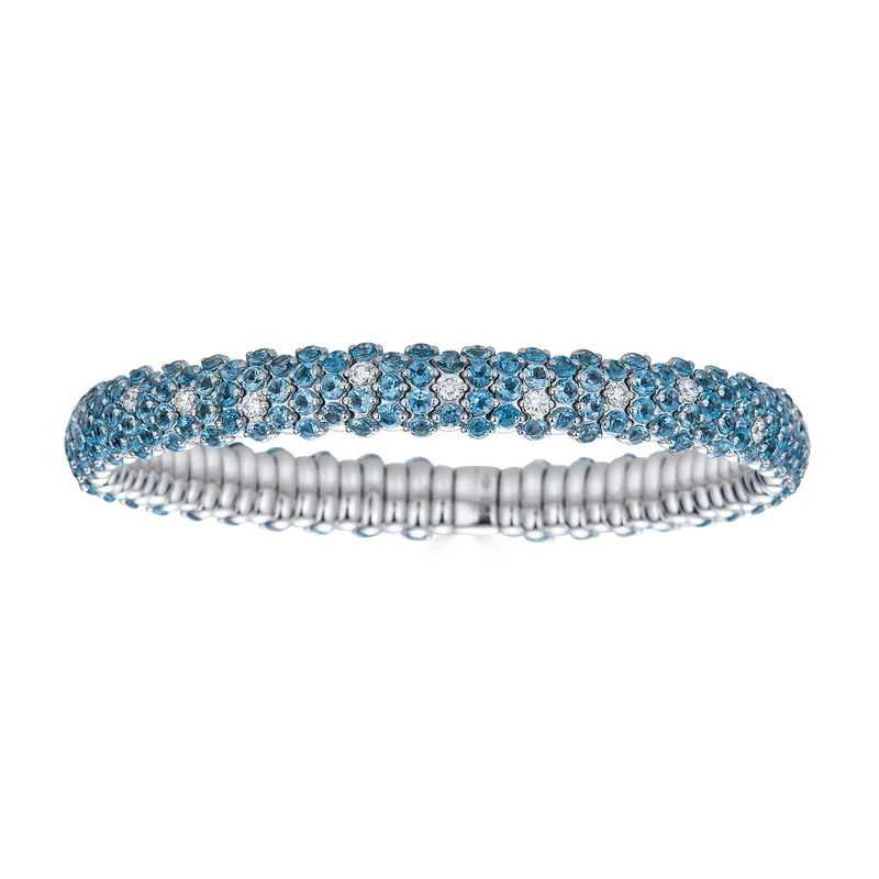 Zydo bracciale elastico bombato con topazio blu oro bianco topazio blu 63554