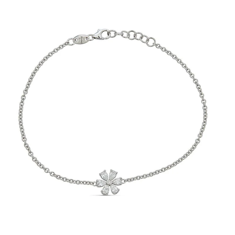 Zydo bracciale a forma di fiore con diamanti a forma di pera oro bianco 60975