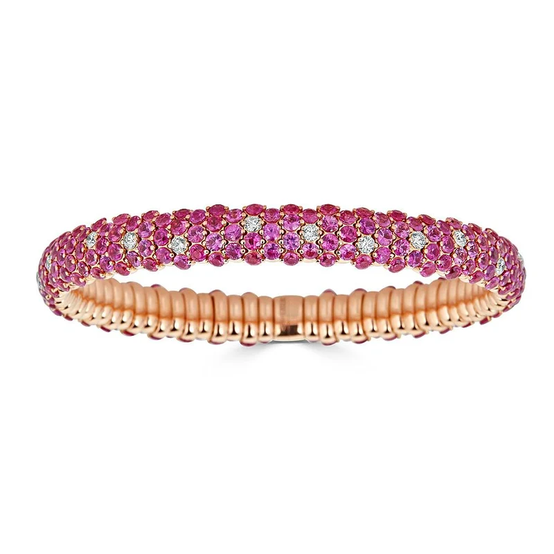 Zydo bracciale elastico bombato in zaffiro rosa oro rosa Zaffiro rosa 61551