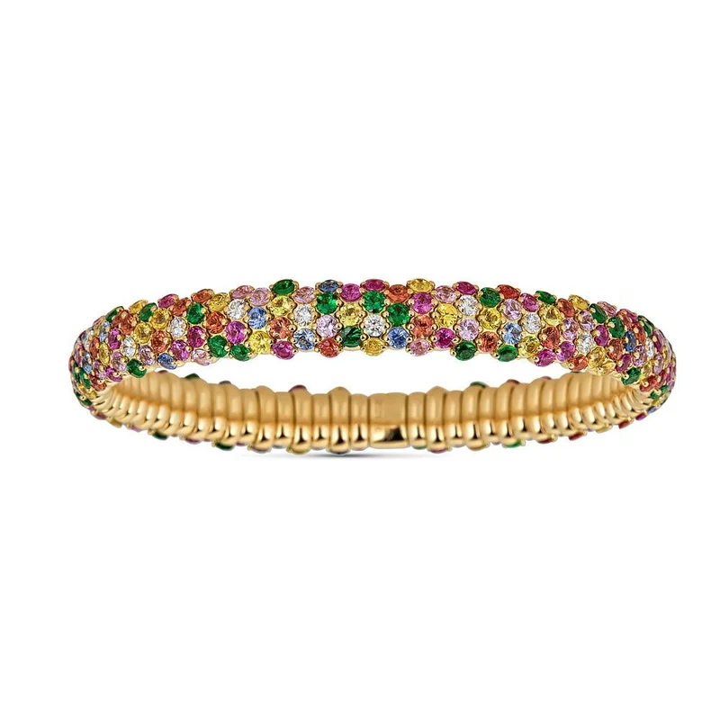 Zydo bracciale elastico bombato con zaffiri multicolori oro giallo Zaffiri multicolori 61556