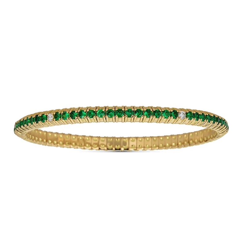 Zydo bracciale elastico in tsavorite con diamanti oro giallo tsavorite 61523