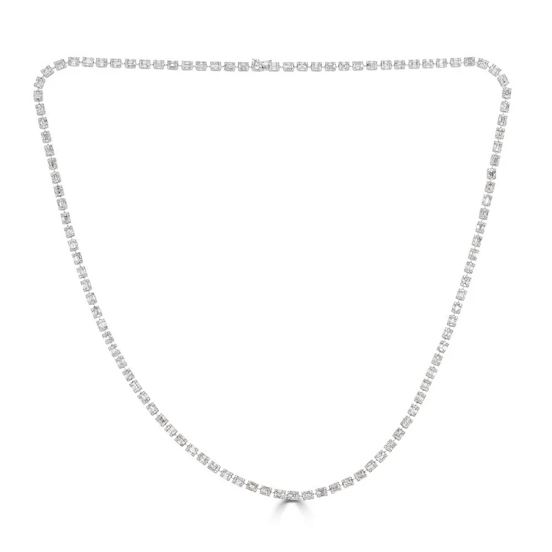 Zydo collana illusion con diamanti taglio rotondo e smeraldo oro bianco 59137