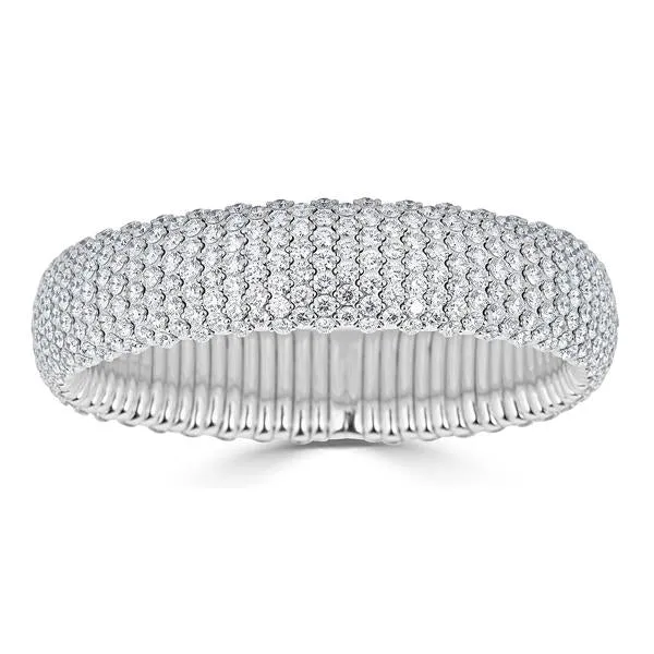 Zydo bracciale elastico bombato con diamanti di medie dimensioni oro bianco 59220